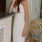 Retro Spaghetti Straps White Prom Dress Lace Mermaid Evening Dress C8629