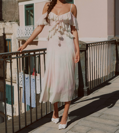 Robe de bal de princesse bustier à volants en satin long, robe de soirée C8117