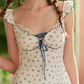 Charming Spaghetti Straps Blue Floral Homecoming Dress Lace A-Line Birthday Dress C8634
