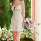 Charming Spaghetti Straps Blue Floral Homecoming Dress Lace A-Line Birthday Dress C8634