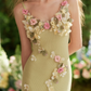Dreamy Spaghetti Straps Green Prom Dress Appliques Slit Sheath Evening Dress C8636