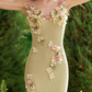 Dreamy Spaghetti Straps Green Prom Dress Appliques Slit Sheath Evening Dress C8636