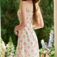 Chic Spaghetti Straps White Prom Dress Floral A-Line Evening Dress C8637