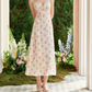 Chic Spaghetti Straps White Prom Dress Floral A-Line Evening Dress C8637