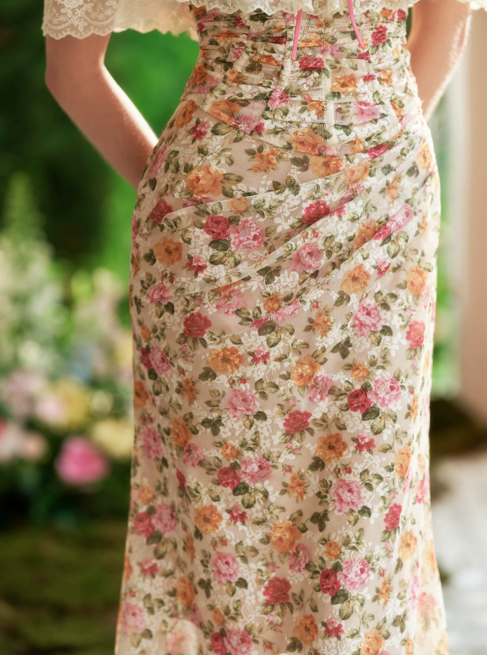 Fascinating Off-Shoulder Lace Prom Dress Floral Mermaid Evening Dress C8638