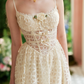 Ornate Spaghetti Straps Ivory Prom Dress Lace  Bows A-Line Evening Dress C8639