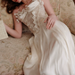 Glam Spaghetti Straps Ivory Prom Dress Appliques Lace A-Line Evening Dress C8641