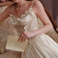 Glam Spaghetti Straps Ivory Prom Dress Appliques Lace A-Line Evening Dress C8641