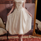 Glam Spaghetti Straps Ivory Prom Dress Appliques Lace A-Line Evening Dress C8641