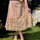 Elegant Square Neck Ruffles Prom Dress Lace Pink Floral A-Line Evening Dress C8643