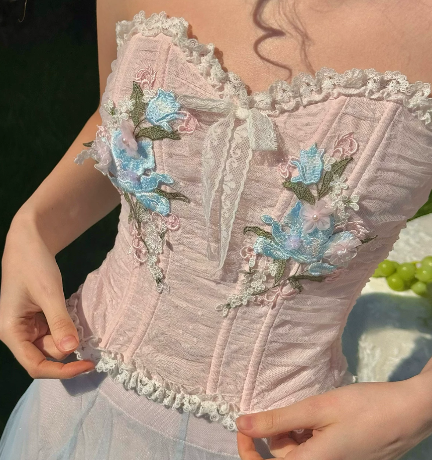 Robe de bal de princesse bustier à volants en satin long, robe de soirée C8117