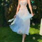 Robe de bal de princesse bustier à volants en satin long, robe de soirée C8117