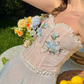 Robe de bal de princesse bustier à volants en satin long, robe de soirée C8117