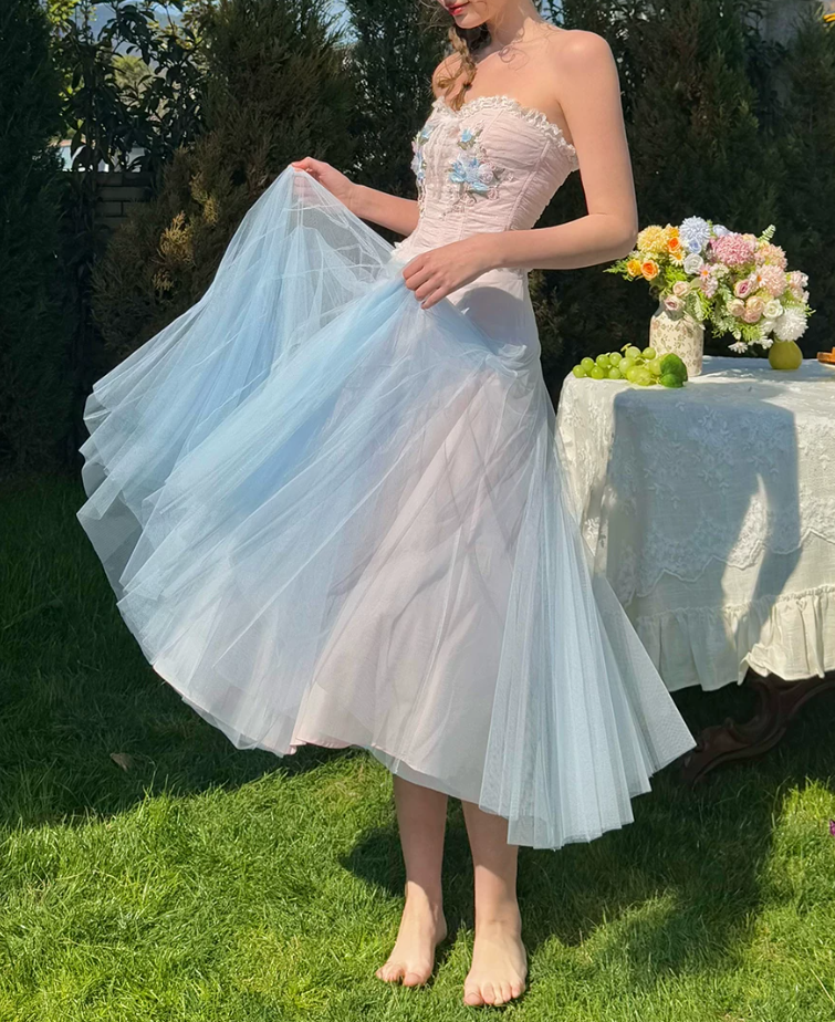 Robe de bal de princesse bustier à volants en satin long, robe de soirée C8117
