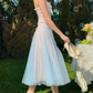 Robe de bal de princesse bustier à volants en satin long, robe de soirée C8117