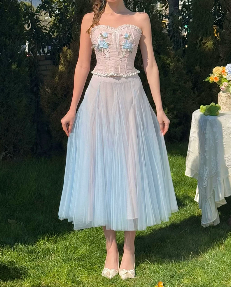 Robe de bal de princesse bustier à volants en satin long, robe de soirée C8117