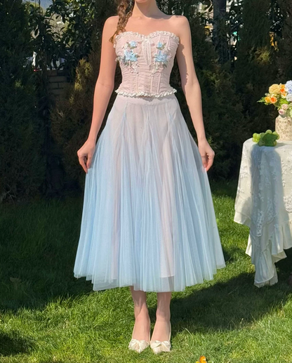 Robe de bal de princesse bustier à volants en satin long, robe de soirée C8117