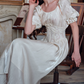 Lustrous Short Sleeve Ivory Prom Dress Lace A-Line Evening Dress C8646