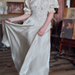 Lustrous Short Sleeve Ivory Prom Dress Lace A-Line Evening Dress C8646