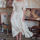 Lustrous Short Sleeve Ivory Prom Dress Lace A-Line Evening Dress C8646