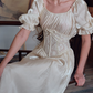 Lustrous Short Sleeve Ivory Prom Dress Lace A-Line Evening Dress C8646