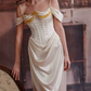 Graceful Beading Spaghetti Straps Prom Dress White Satin Evening Dress C8648