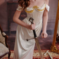 Graceful Beading Spaghetti Straps Prom Dress White Satin Evening Dress C8648