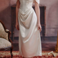 Graceful Beading Spaghetti Straps Prom Dress White Satin Evening Dress C8648