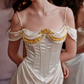 Graceful Beading Spaghetti Straps Prom Dress White Satin Evening Dress C8648
