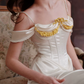 Graceful Beading Spaghetti Straps Prom Dress White Satin Evening Dress C8648
