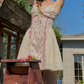 Adorable Pink Homecoming Dress Floral Spaghetti Straps A-Line Birthday Dress C8649
