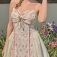 Adorable Pink Homecoming Dress Floral Spaghetti Straps A-Line Birthday Dress C8649