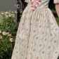 Classical Short Sleeve Ruffles Pink Prom Dress Square Neck Floral A-Line Evening Dress C8650