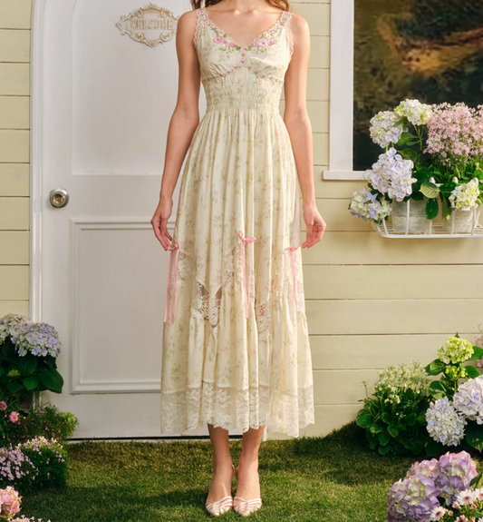 Trendy V Neck Floral Prom Dress Lace Appliques A-Line Evening Dress C8651