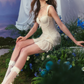Unique Spaghetti Straps Lace Homecoming Dress White Tassel A-Line Birthday Dress C8653