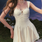 Unique Spaghetti Straps Lace Homecoming Dress White Tassel A-Line Birthday Dress C8653
