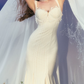 Glamorous Spaghetti Straps Ivory Prom Dress Lace Tassel Mermaid Evening Dress C8654