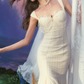 Glamorous Spaghetti Straps Ivory Prom Dress Lace Tassel Mermaid Evening Dress C8654