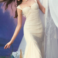 Glamorous Spaghetti Straps Ivory Prom Dress Lace Tassel Mermaid Evening Dress C8654