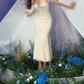 Glamorous Spaghetti Straps Ivory Prom Dress Lace Tassel Mermaid Evening Dress C8654