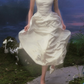 Charming Ruched Collar White Prom Dress Satin A-Line Evening Dress C8655