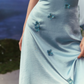 Chic Halter Neck Blue Prom Dress Satin Appliques A-Line Evening Dress C8656