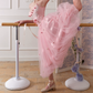 Adorable Strapless Pink Prom Dress Appliqeus Tulle A-Line Evening Dress C8657