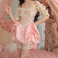 Romantic Short Sleeve Pink Homecoming Dress Short Sleeve Beading Lace A-Line Birthday Dress C8658