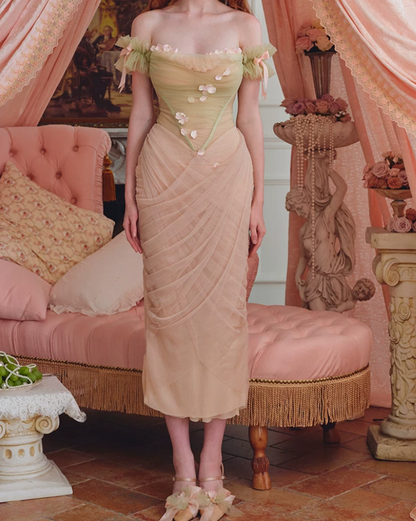 Robe de bal de princesse bustier à volants en satin long, robe de soirée C8117