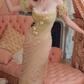 Robe de bal de princesse bustier à volants en satin long, robe de soirée C8117