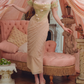 Robe de bal de princesse bustier à volants en satin long, robe de soirée C8117