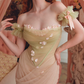 Robe de bal de princesse bustier à volants en satin long, robe de soirée C8117