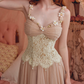 Fascinating Spaghetti Straps Pink Tulle Prom Dress 3D Floral Lace A-Line Evening Dress C8662