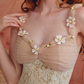 Fascinating Spaghetti Straps Pink Tulle Prom Dress 3D Floral Lace A-Line Evening Dress C8662